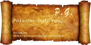 Policzer György névjegykártya